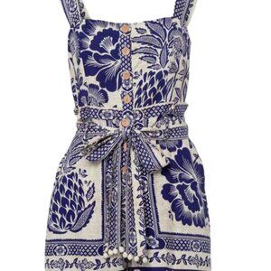 Farm Rio Blue & White Pineapple Garden Romper - Small, S